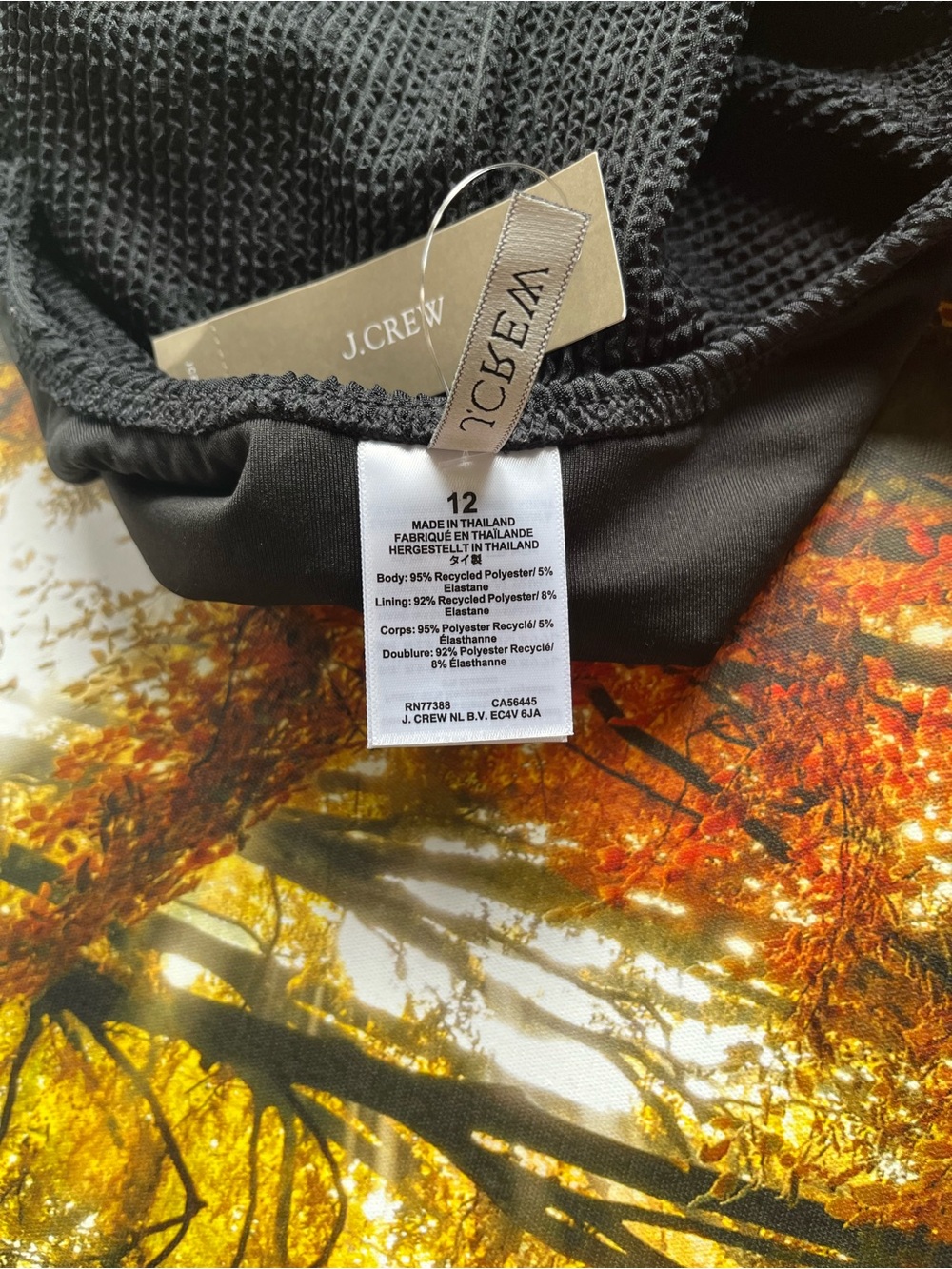 J.Crew Claudia Scrunchie One-Piece Swimsuit Black Women’s Size 12 NWT - Picture 10 of 11